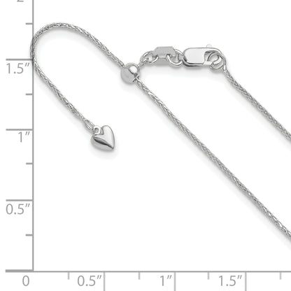 26 Inch 14K White Gold Adjustable .95mm D/C Wheat Chain Necklace
