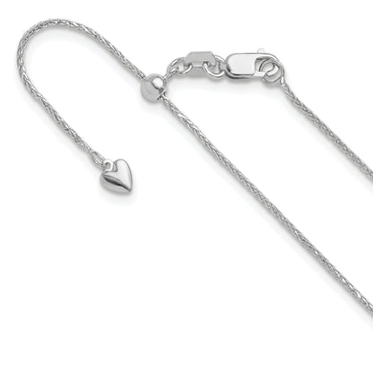 3 Inch 14K White Gold Adjustable .95mm D/C Wheat Chain Necklace