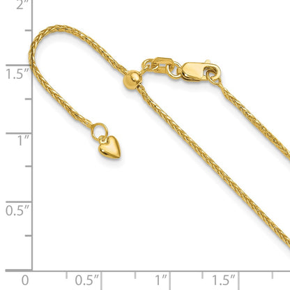 22 Inch 14K Adjustable 1.2mm D/C Wheat Chain Necklace