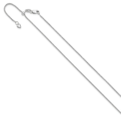 26 Inch 14K White Gold Adjustable 1.2mm D/C Wheat Chain Necklace