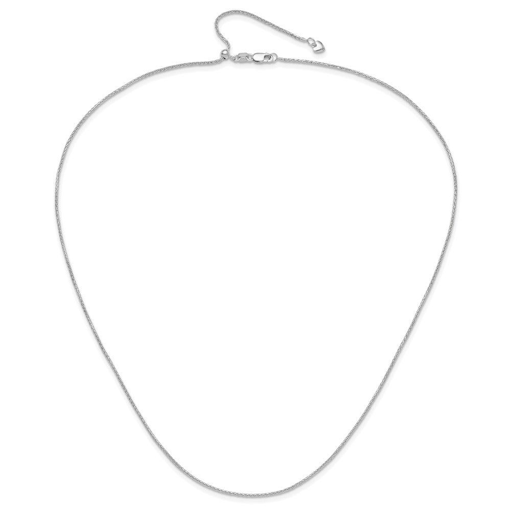 22 Inch 14K White Gold Adjustable 1.2mm D/C Wheat Chain Necklace