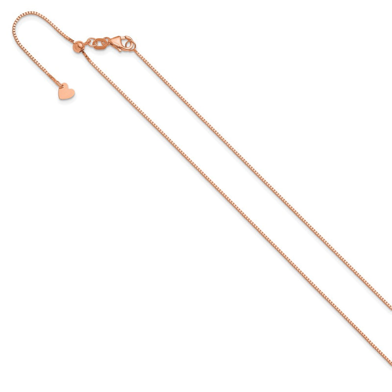 30 Inch 14K Rose Gold Adjustable .8mm Box Chain Necklace