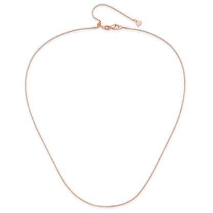 30 Inch 14K Rose Gold Adjustable .8mm Box Chain Necklace