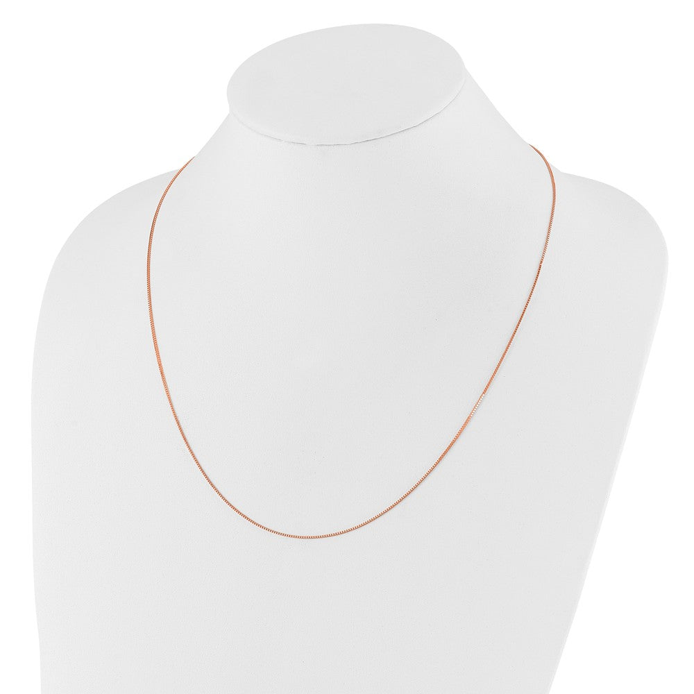 30 Inch 14K Rose Gold Adjustable .8mm Box Chain Necklace