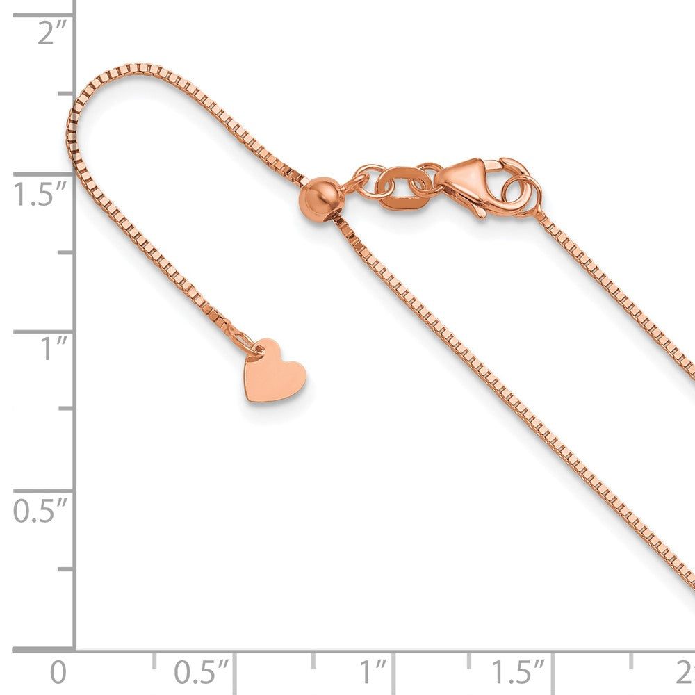 22 Inch 14K Rose Gold Adjustable .8mm Box Chain Necklace