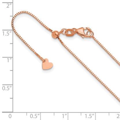 22 Inch 14K Rose Gold Adjustable .8mm Box Chain Necklace