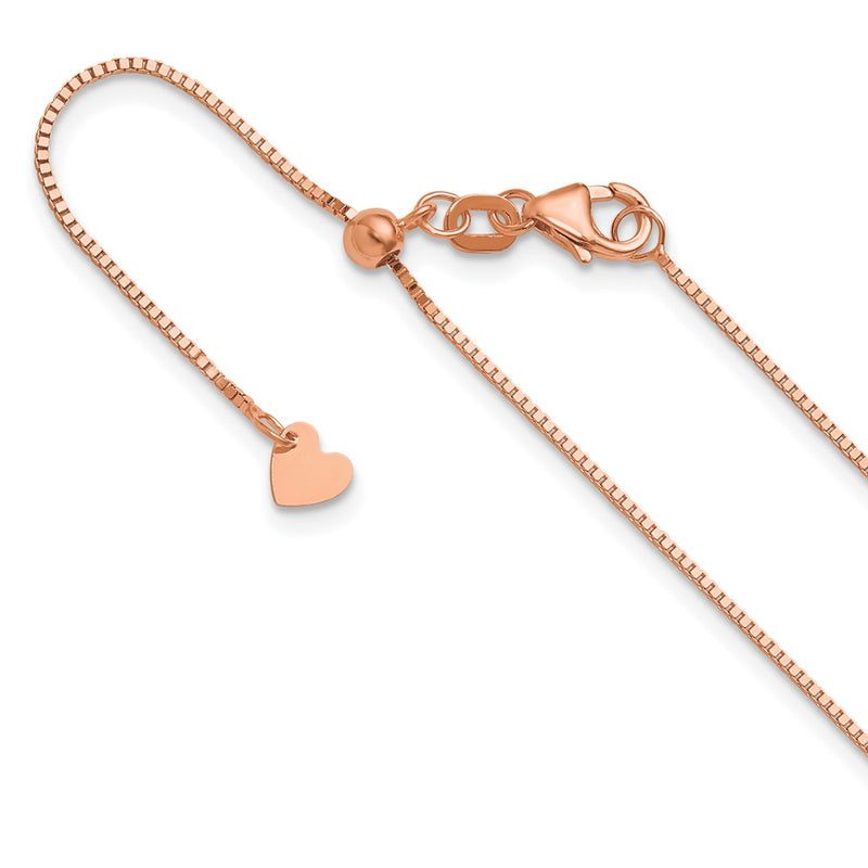 30 Inch 14K Rose Gold Adjustable .8mm Box Chain Necklace