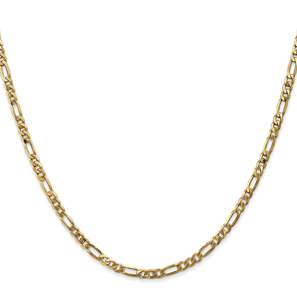 24 Inch 14K Yellow Gold 3mm Flat Figaro Chain Necklace