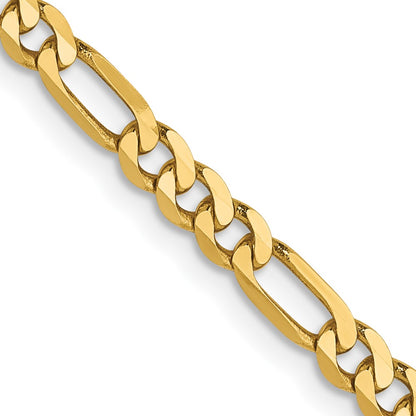 22 Inch 14K 3mm Flat Figaro Chain Necklace