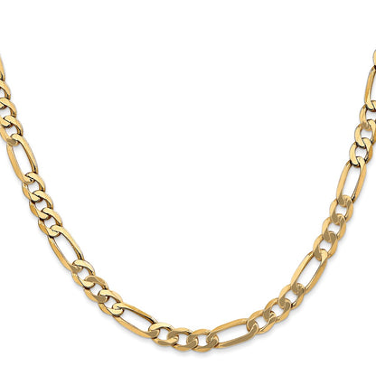 22 Inch 14K Yellow Gold 5.50mm Flat Figaro Chain Necklace