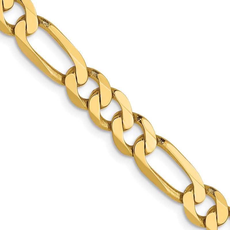 24 Inch 14K Yellow Gold 5.50mm Flat Figaro Chain Necklace
