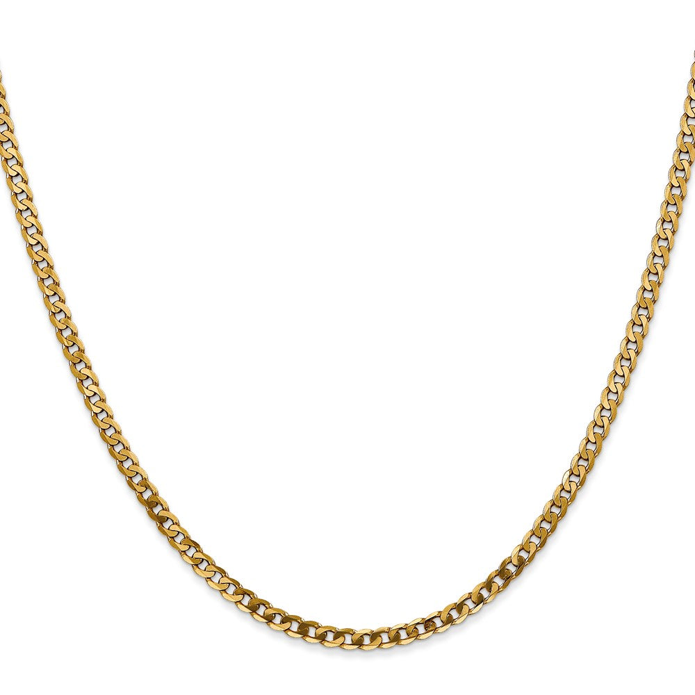 18 Inch 14K 2.9mm Flat Beveled Curb Chain Necklace