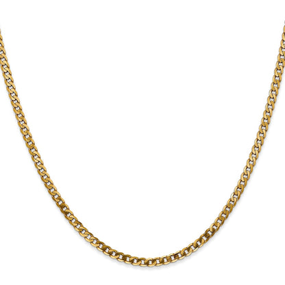 18 Inch 14K 2.9mm Flat Beveled Curb Chain Necklace