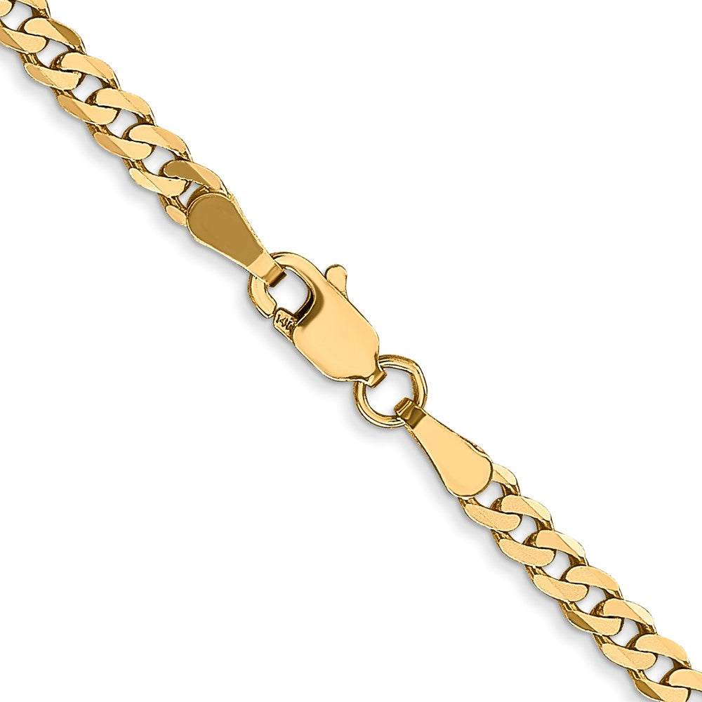 20 Inch 14K 2.9mm Flat Beveled Curb Chain Necklace