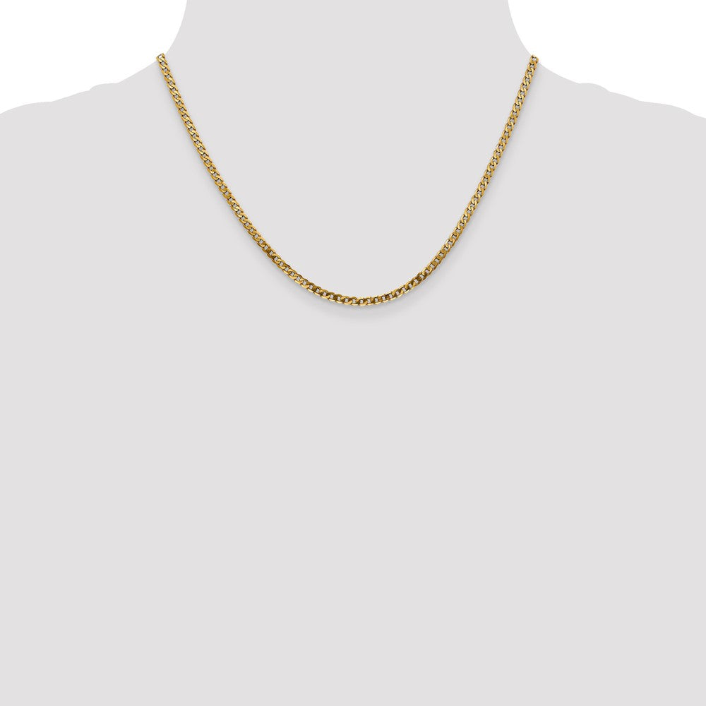 18 Inch 14K 2.9mm Flat Beveled Curb Chain Necklace