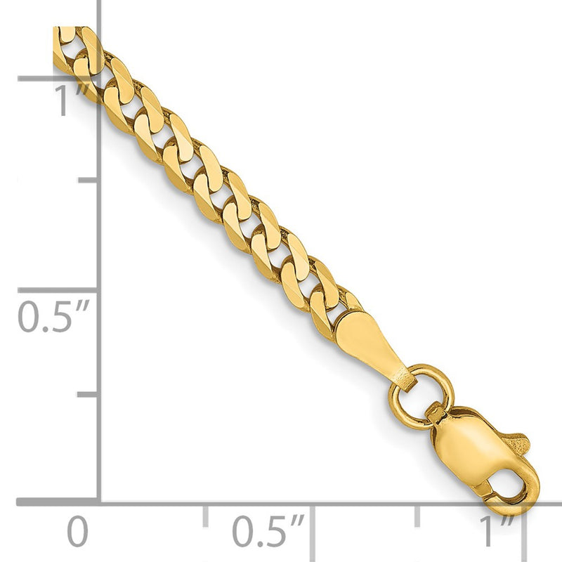 8 Inch 14K Yellow Gold 2.9mm Flat Beveled Curb Chain Bracelet