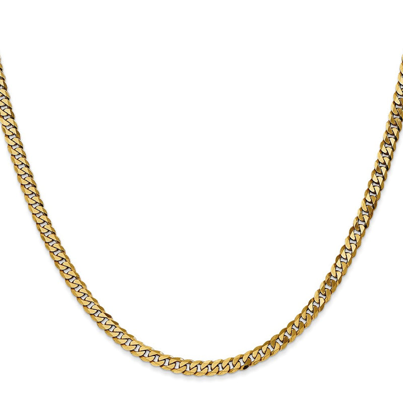 18 Inch 14K 3.9mm Flat Beveled Curb Chain Necklace