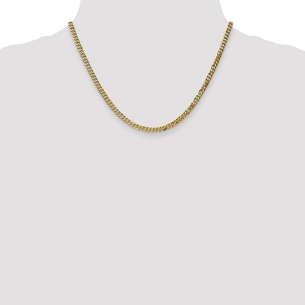 18 Inch 14K 3.9mm Flat Beveled Curb Chain Necklace