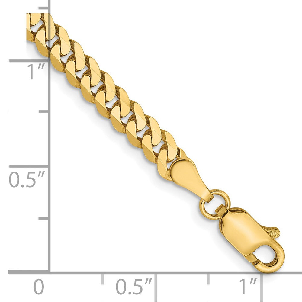 7 Inch 14K 3.9mm Flat Beveled Curb Chain Bracelet