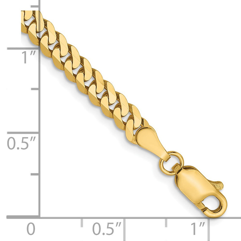 7 Inch 14K 3.9mm Flat Beveled Curb Chain Bracelet