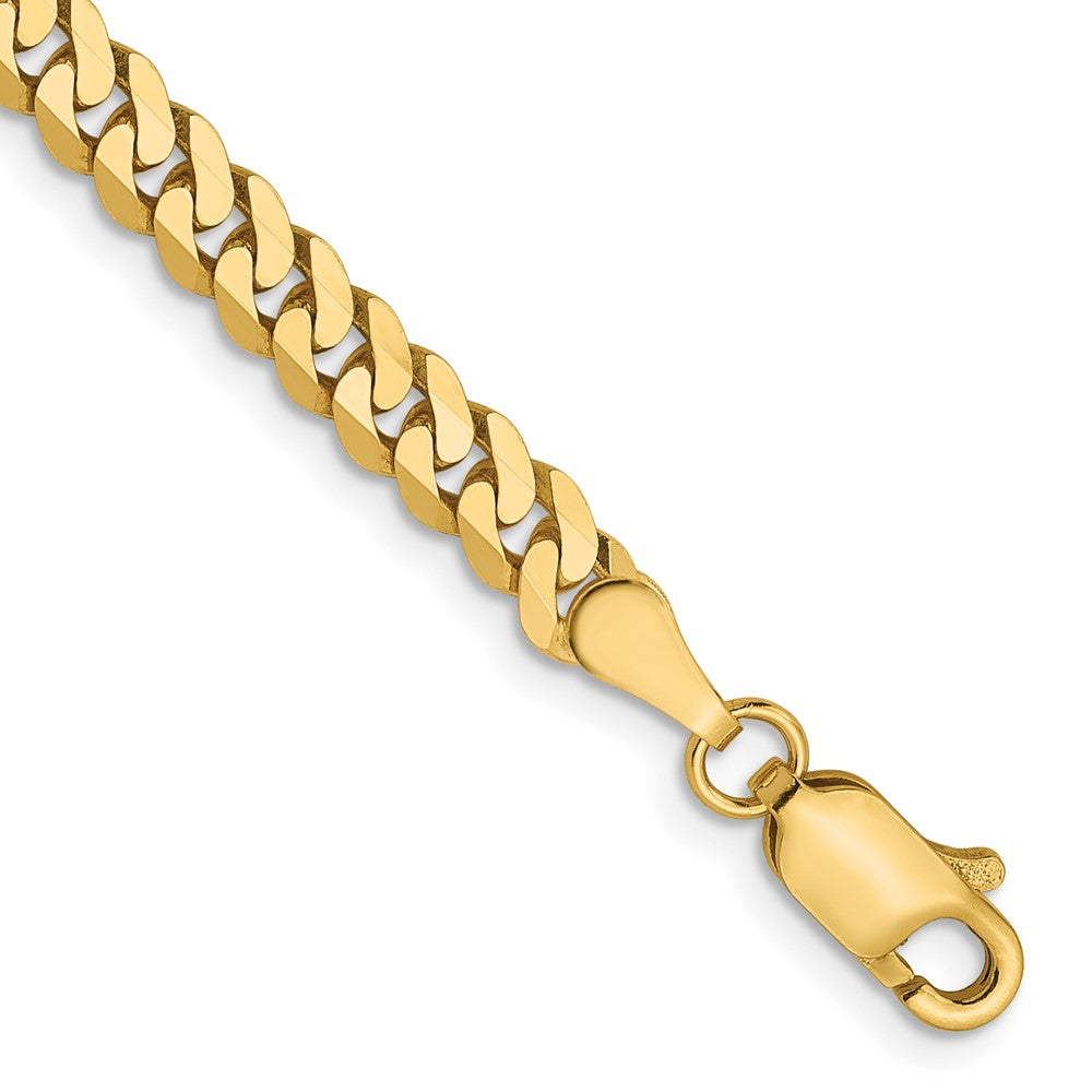 7 Inch 14K 3.9mm Flat Beveled Curb Chain Bracelet