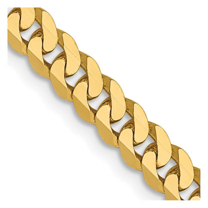 24 Inch 14K 3.9mm Flat Beveled Curb Chain Necklace