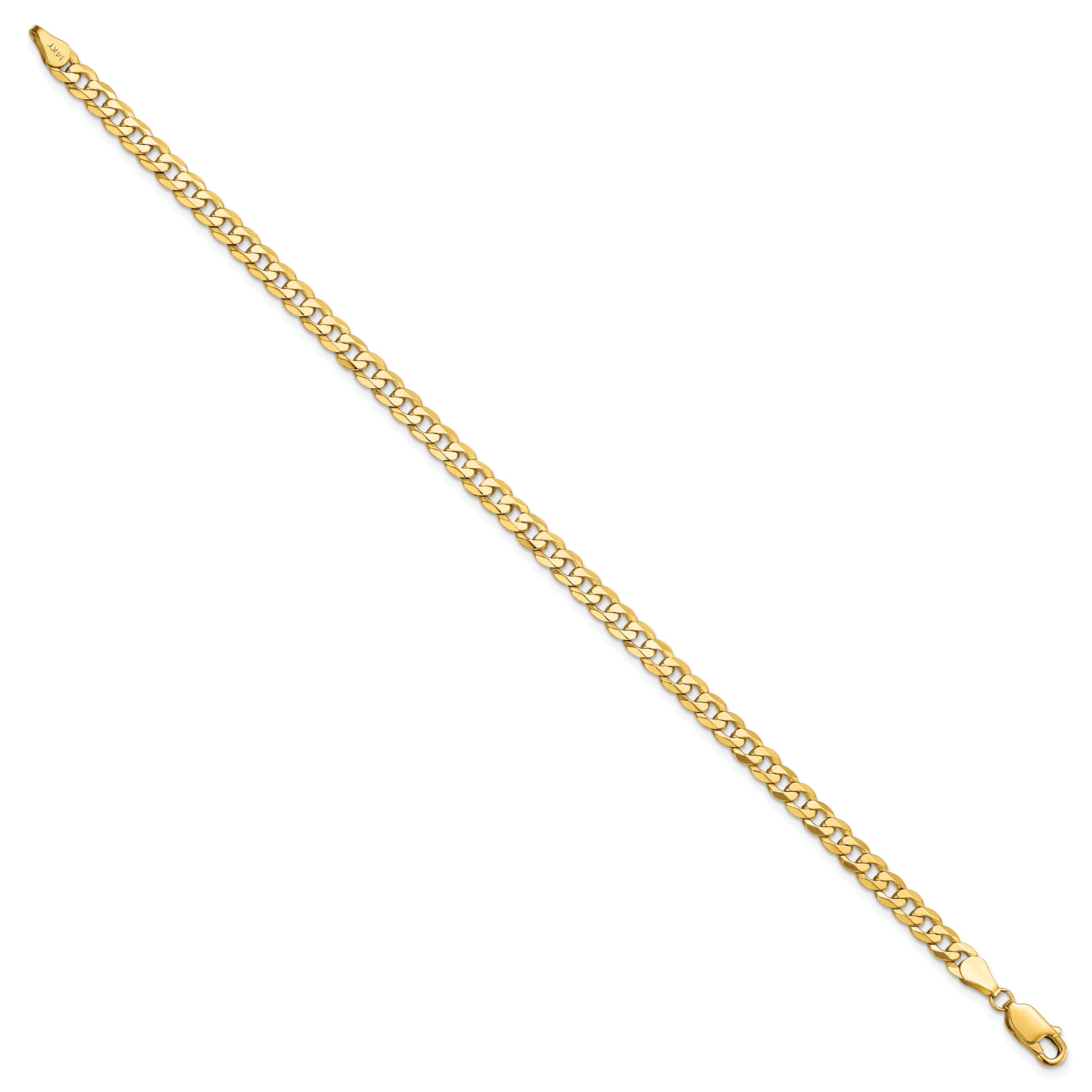 7 Inch 14K 4.5mm Flat Beveled Curb Chain