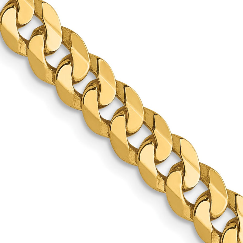 2 Inch 14K Yellow Gold 4.5mm Flat Beveled Curb Chain Necklace