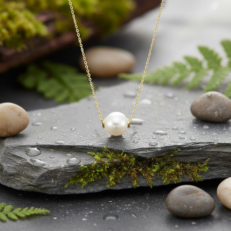 14K Yellow Gold Pearl Necklace