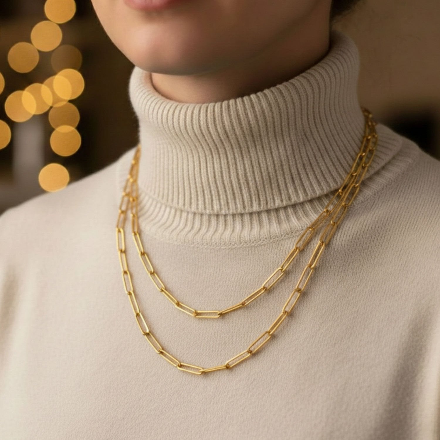 14K Yellow Gold Paperclip Chain 120 cm