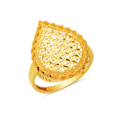22K Yellow Gold Teardrop Flower of Life Ring