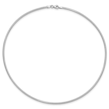 14K White Gold 2mm Round Omega Necklace