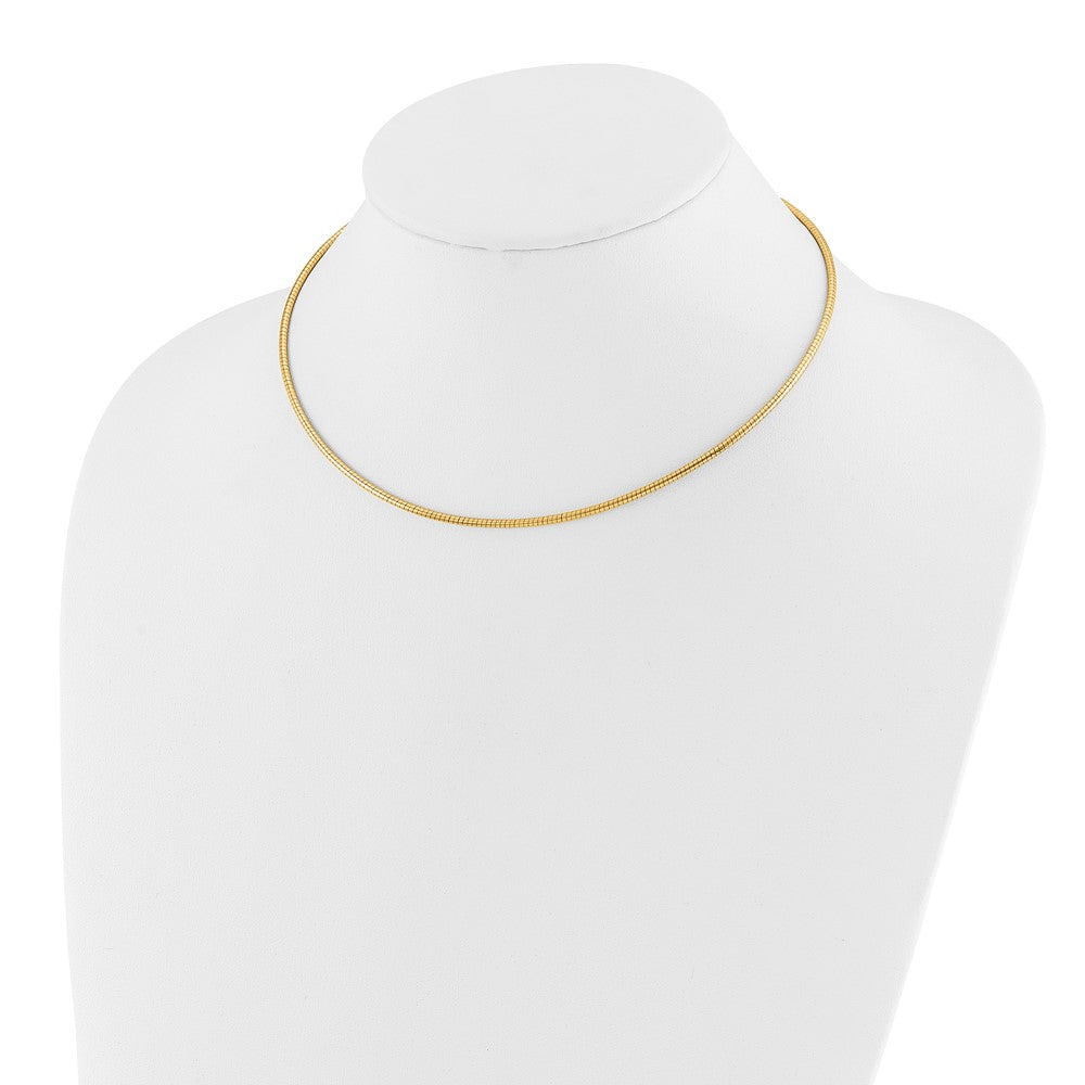 14K Yellow Gold 2mm Round Omega Necklace