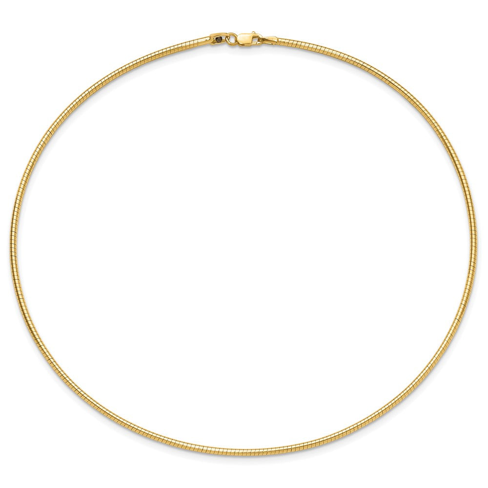 14K Yellow Gold 2mm Round Omega Necklace