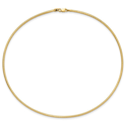 14K Yellow Gold 2mm Round Omega Necklace
