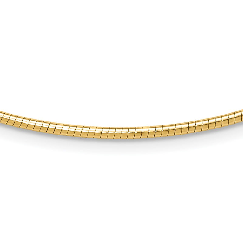 14K Yellow Gold 2mm Round Omega Necklace