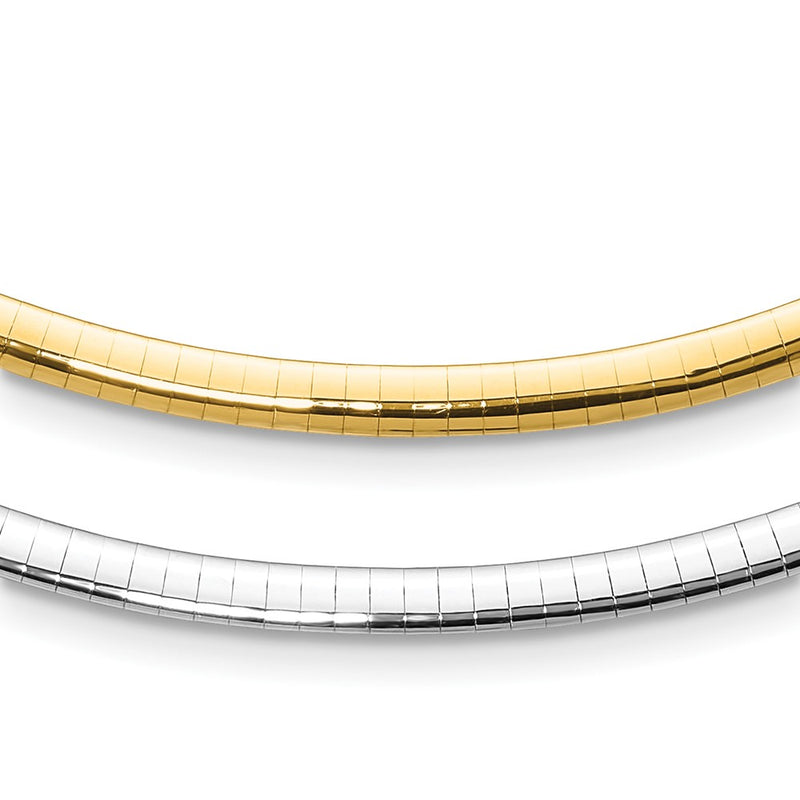 14K Two Tone 4mm Reversible Omega Necklace