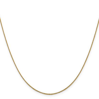 24 Inch 14K Yellow Gold 1.0 mm D/C Cable Chain Necklace