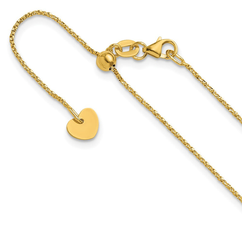 22 Inch 14K Adjustable .9mm D/C Twisted Box Chain Necklace