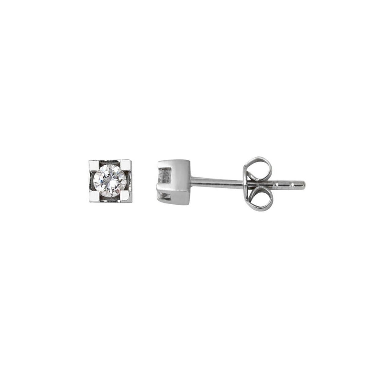 14K White Gold 0.16 Ct Solitaire Diamond Earrings