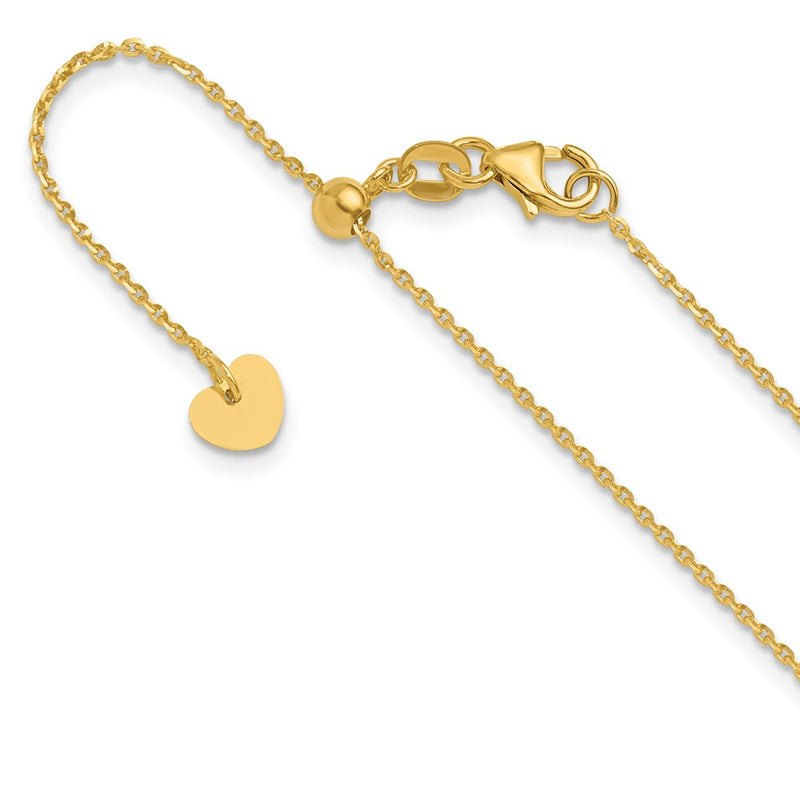 22 Inch 14K Adjustable 1.15mm D/C Oval Link Chain Necklace