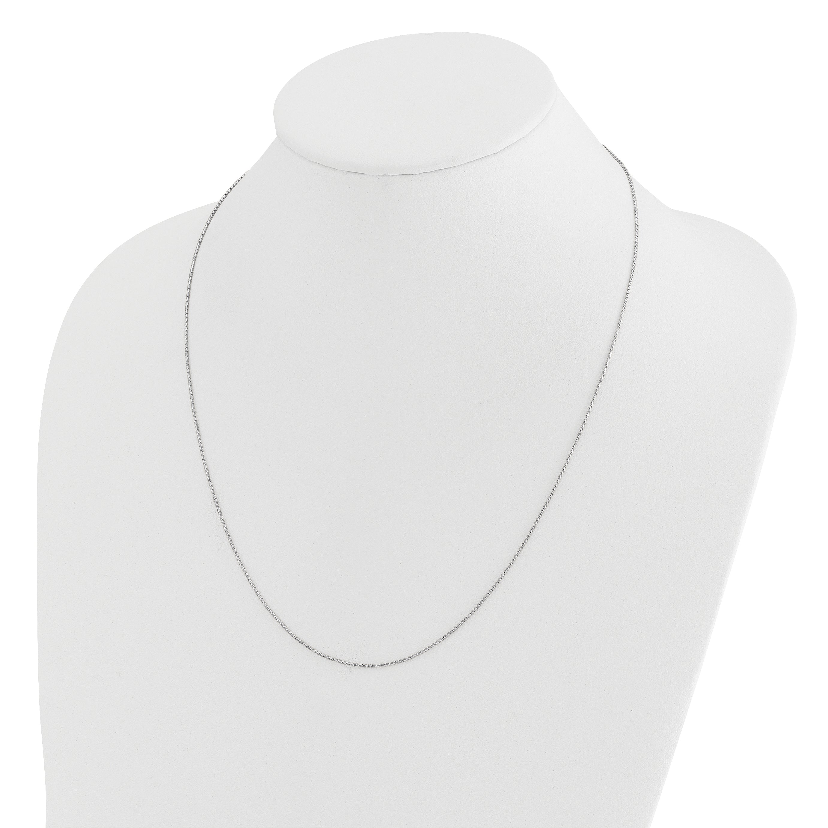22 Inch 14K White Gold Adjustable 1mm D/C Open Franco Chain Necklace