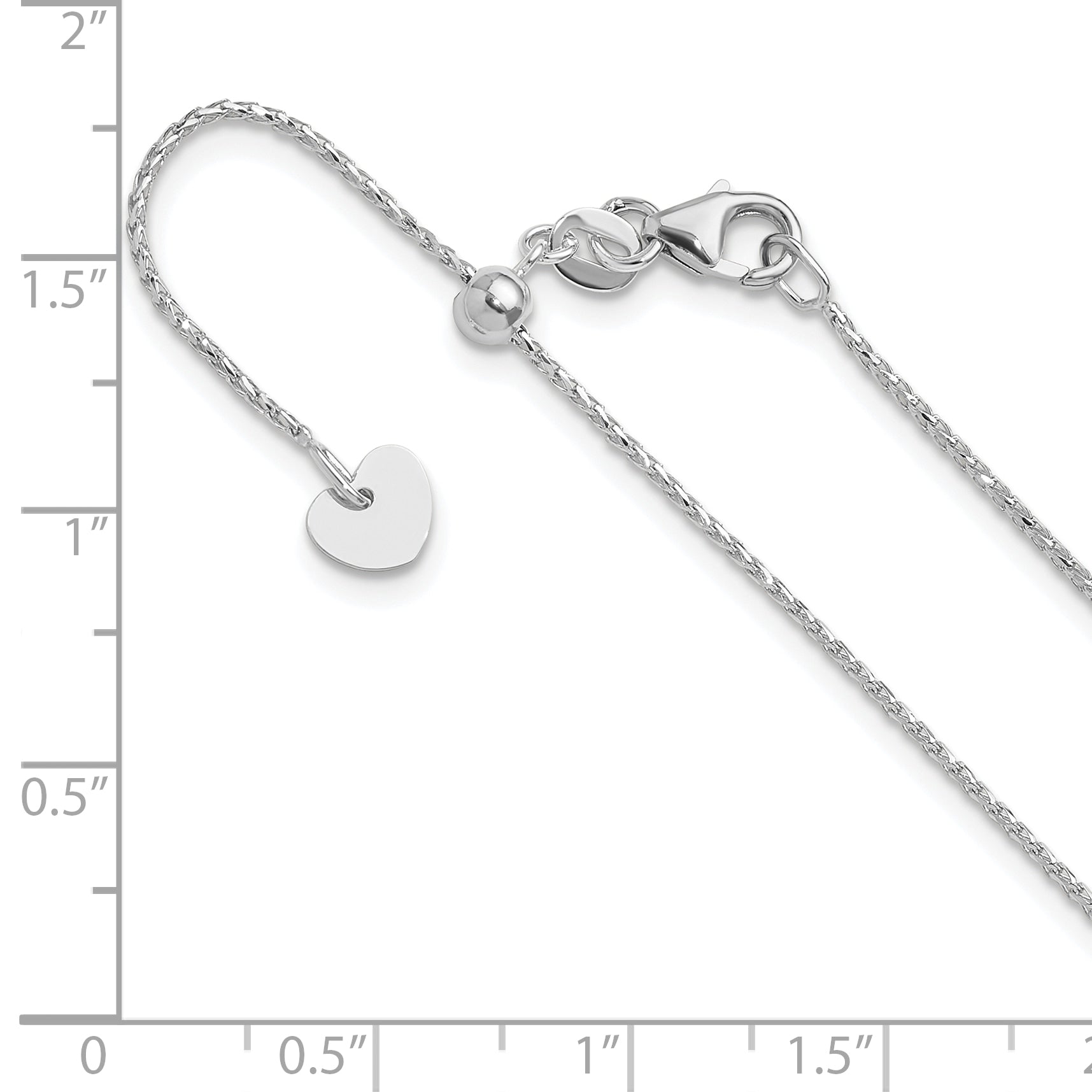 22 Inch 14K White Gold Adjustable 1mm D/C Open Franco Chain Necklace