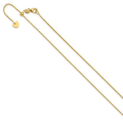 22 Inch 14K Adjustable 1mm D/C Open Franco Chain Necklace