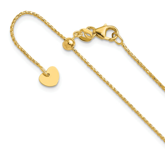 22 Inch 14K Adjustable 1mm D/C Open Franco Chain Necklace