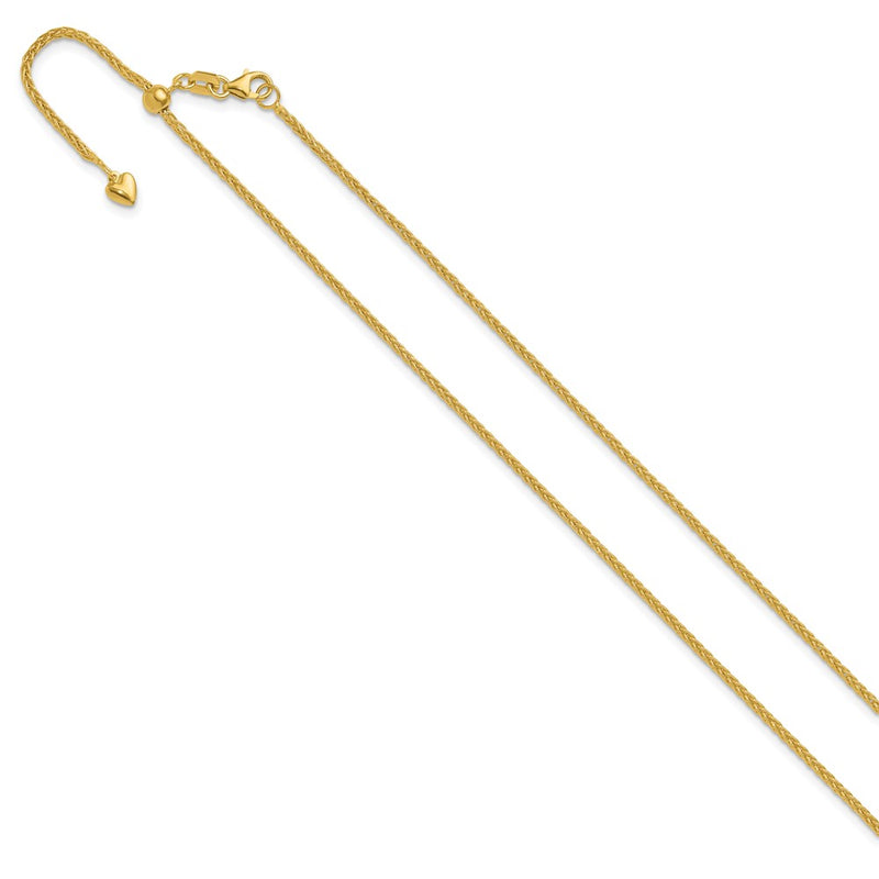 30 Inch 14K Adjustable 1.5mm Wheat Chain Necklace