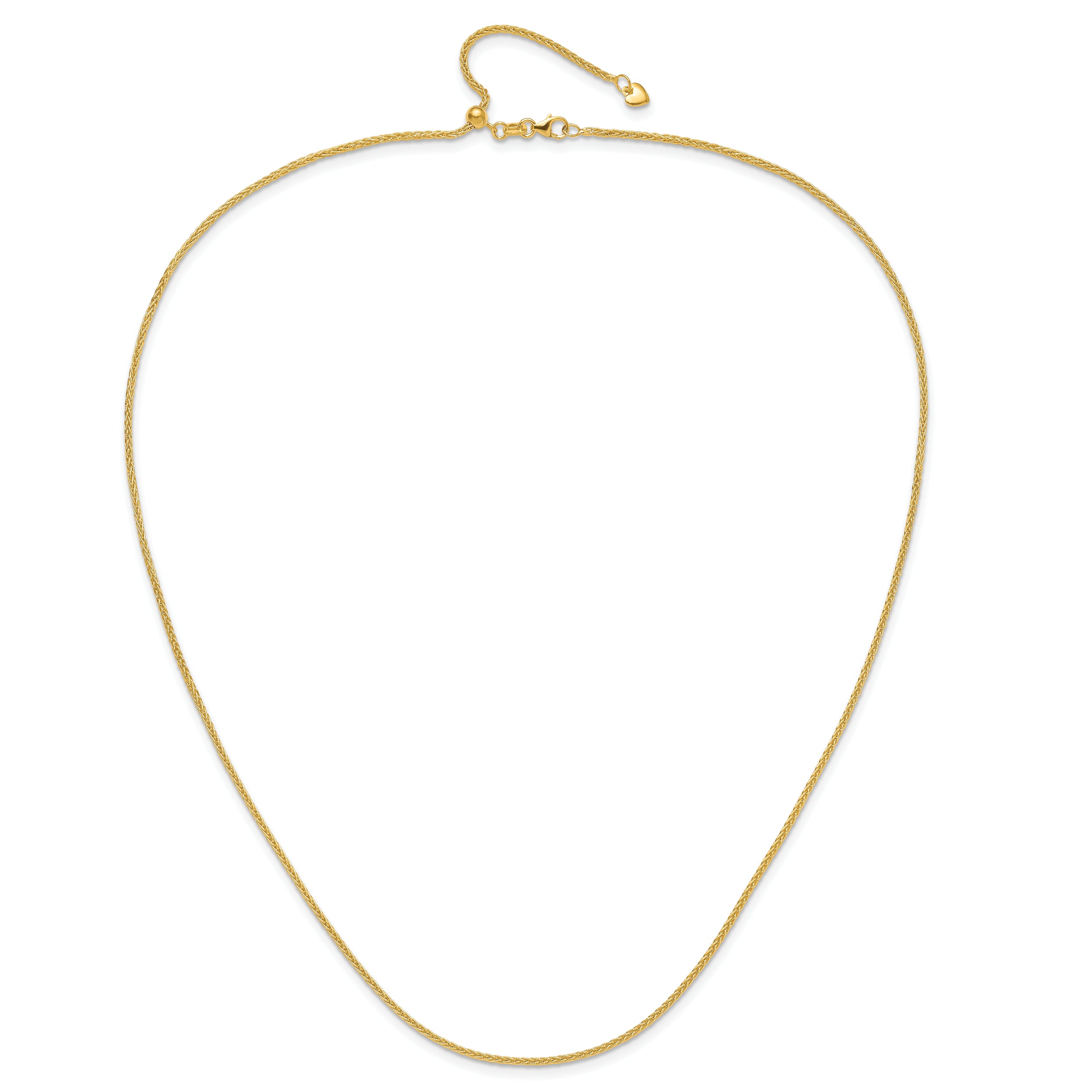 22 Inch 14K Adjustable 1.5mm Wheat Chain Necklace