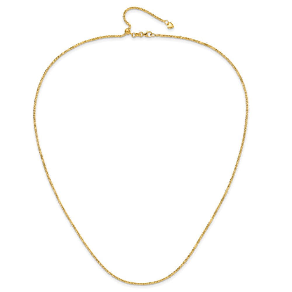 22 Inch 14K Adjustable 1.5mm Wheat Chain Necklace