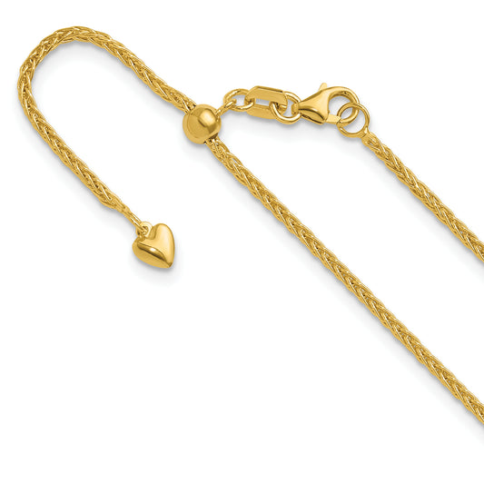 30 Inch 14K Adjustable 1.5mm Wheat Chain Necklace