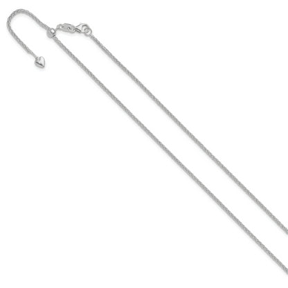 22 Inch 14K White Gold Adjustable 1.5mm Wheat Chain Necklace